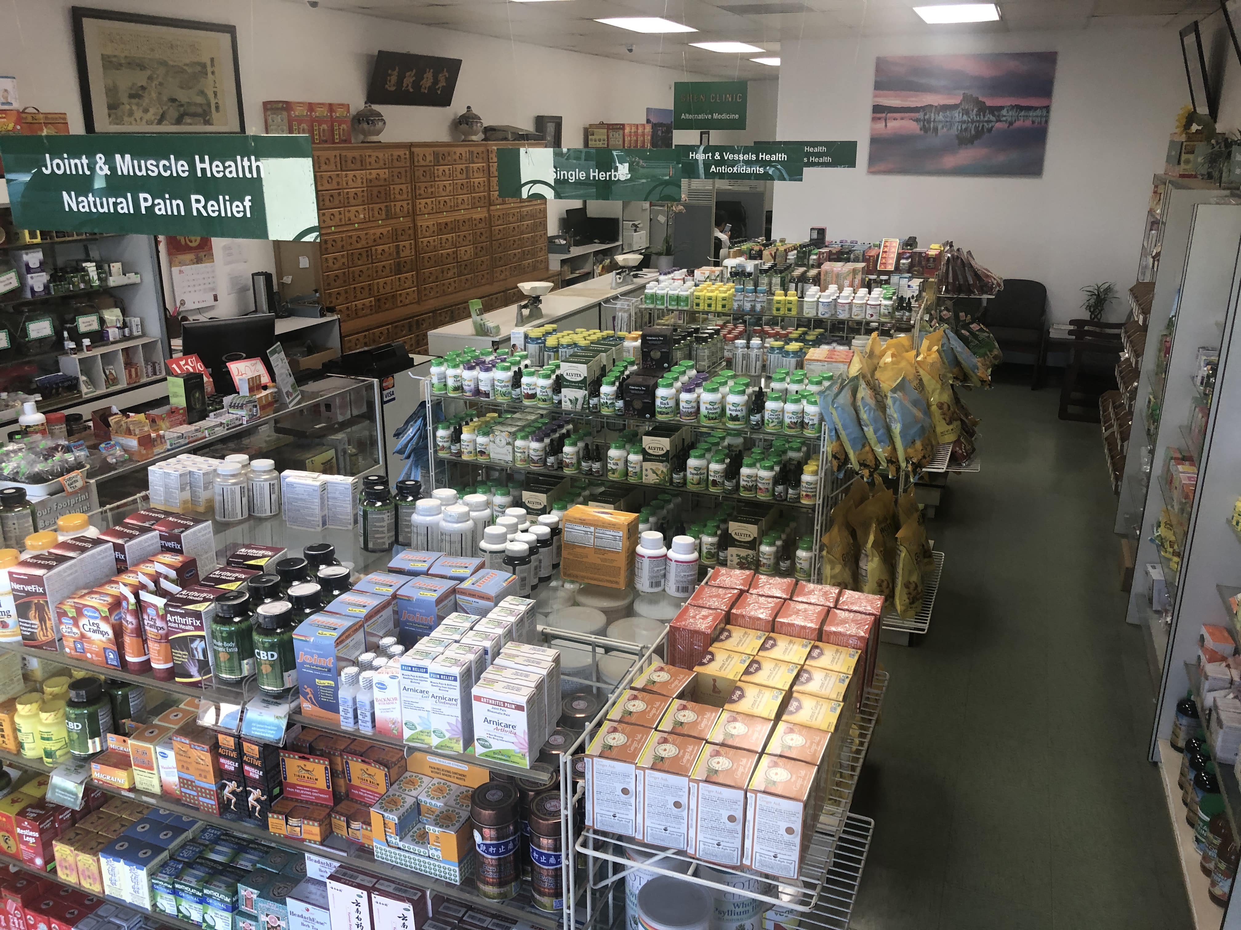 TC Herbs Store Interior with shelves of products